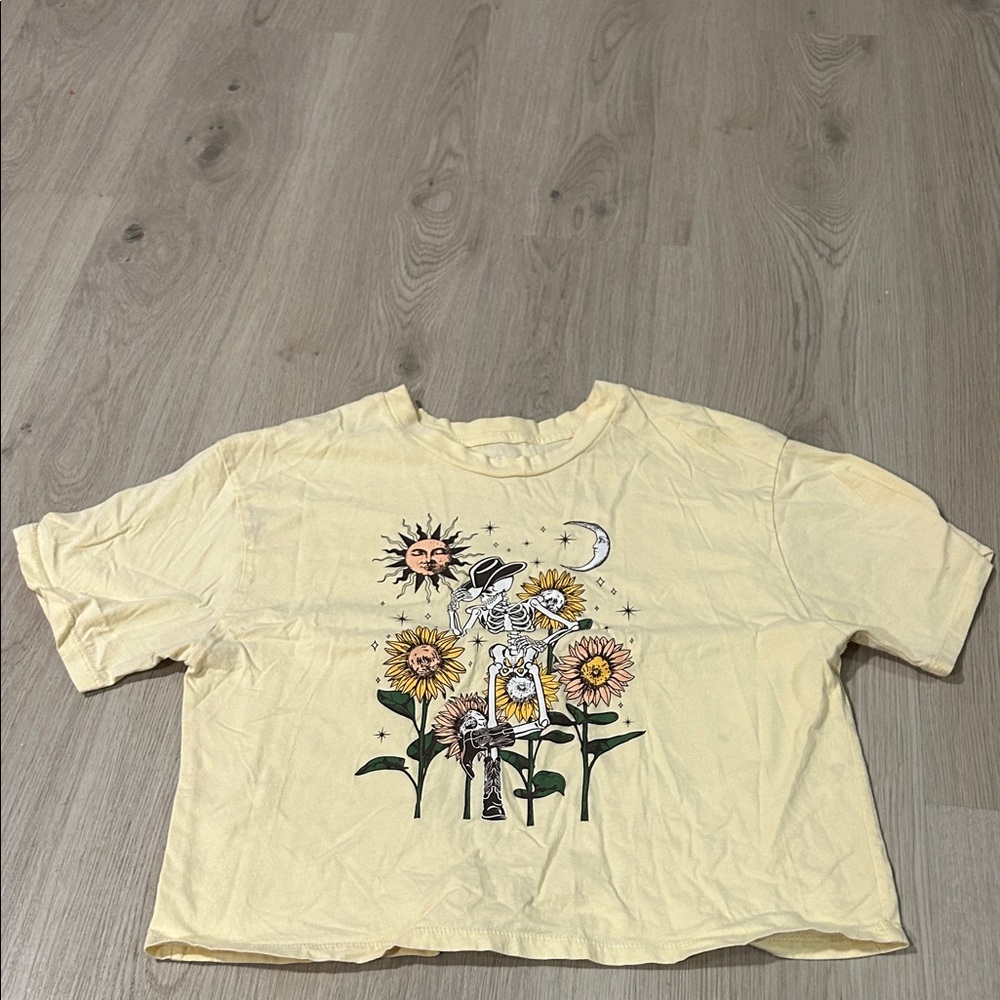Yellow Graphic Crop Top